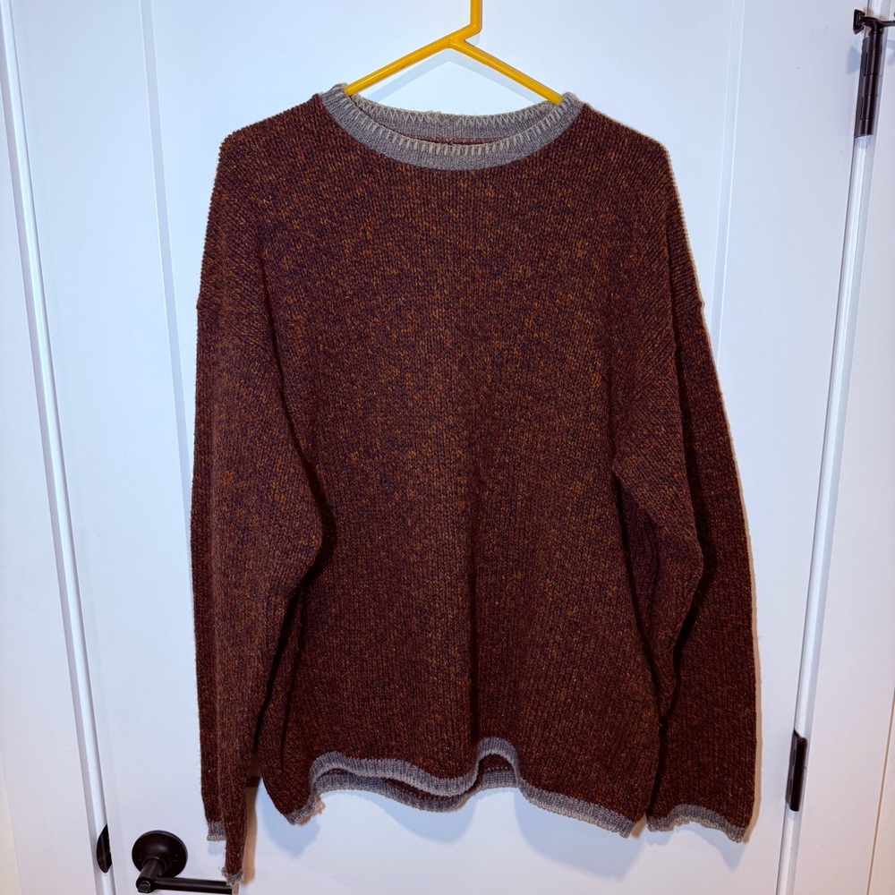 Vintage L.L. Bean Brown Crewneck Sweater with Gray Trim